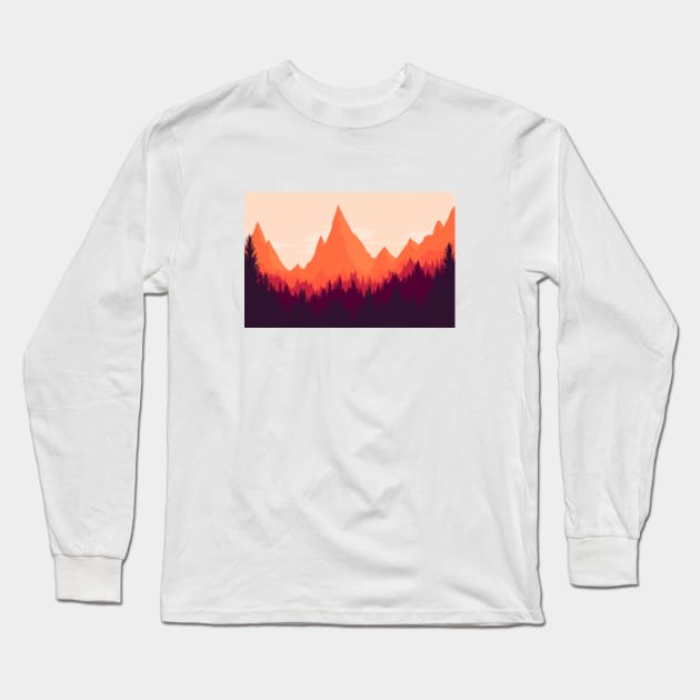 Warm Mountainous Sunset Long Sleeve T-Shirt by Gaspar Luik